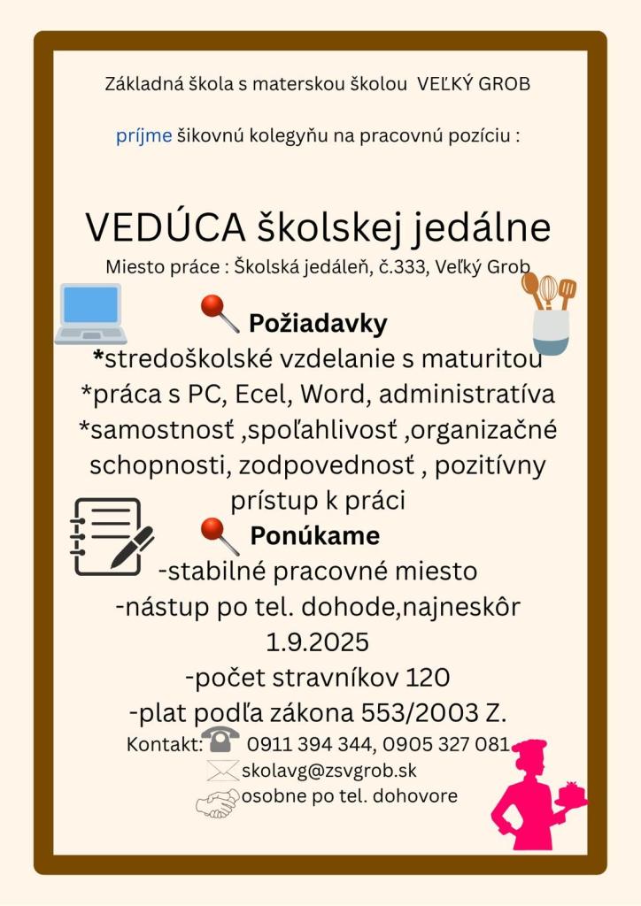 inzerát s popisom