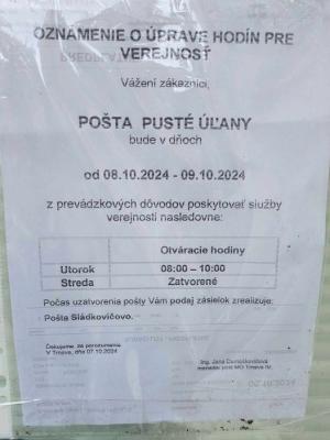 zmena otváracích hodín